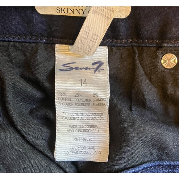 Seven7 Jeans Women's Size 14 Blue High Rise Skinny Crop Denim Ankle Dark Wash - Picture 16 of 16